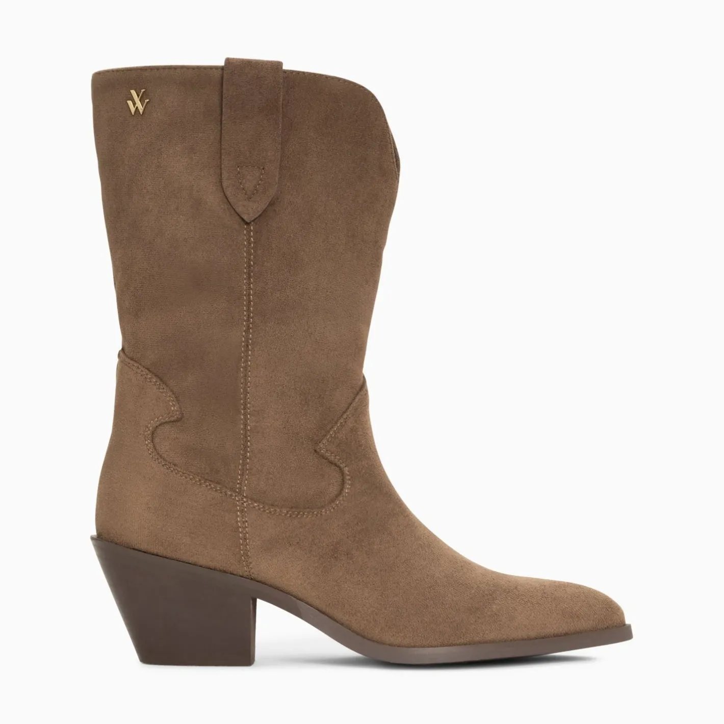 Vanessa Wu Bottines Santiags Beverly Taupe Mi-Mollet Sale