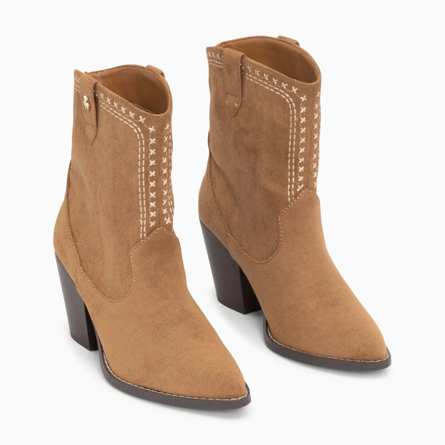 Vanessa Wu Bottines Santiags Danae Montantes Camel A Broderies Hot