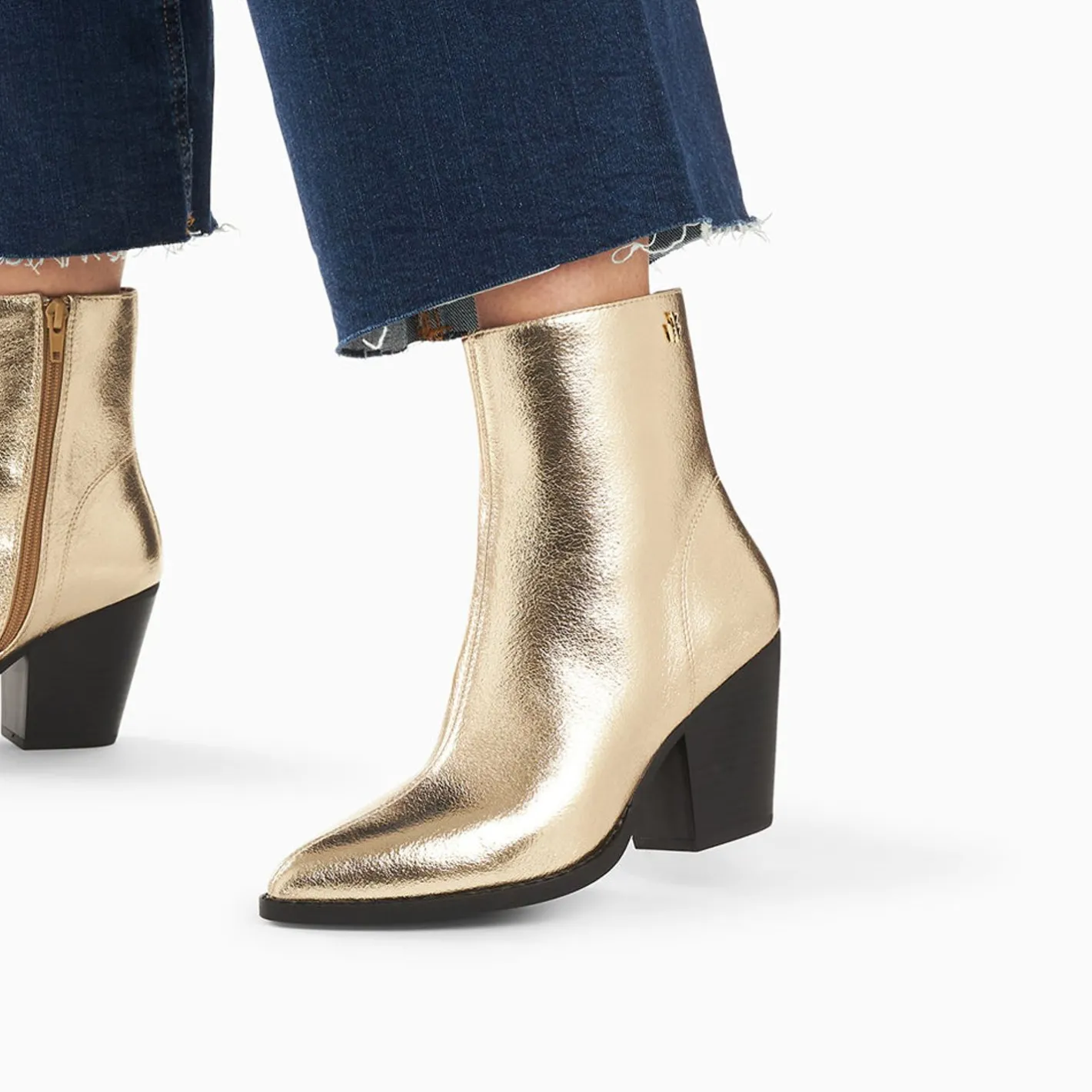 Vanessa Wu Bottines Santiags Dina Or A Talon New
