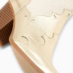 Vanessa Wu Bottines Santiags Kelsey Bi-Matiere Beige Et Or Best