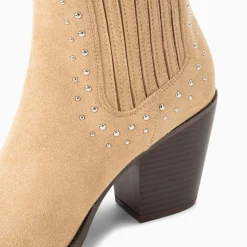 Vanessa Wu Bottines Santiags Rivoli Montantes Beiges A Clous