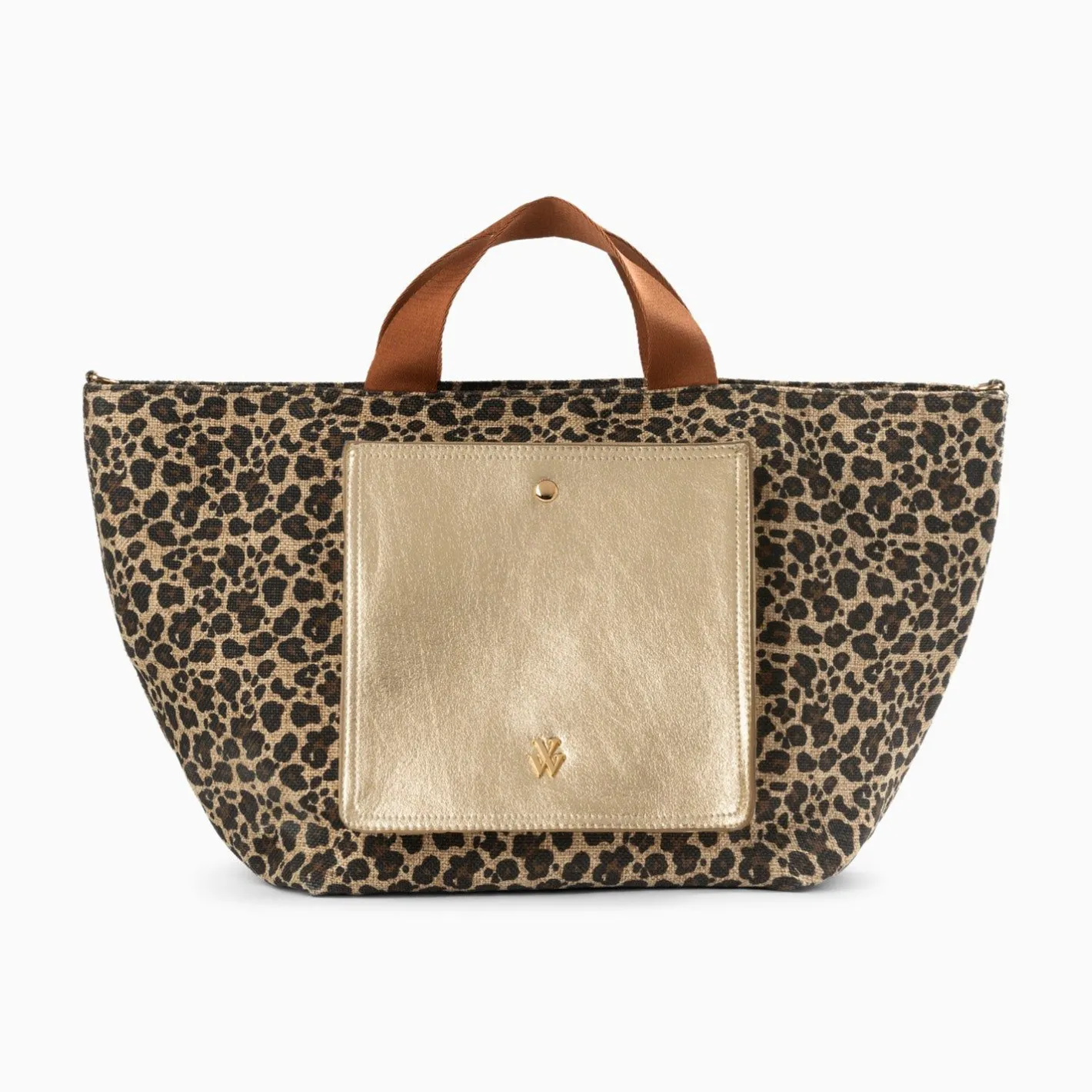 Vanessa Wu Cabas Iris Leopard A Pochette Or New