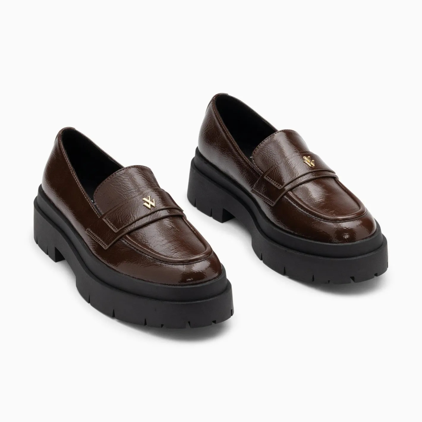 Vanessa Wu Mocassins Rosalie Marron A Plateforme Crantee Clearance