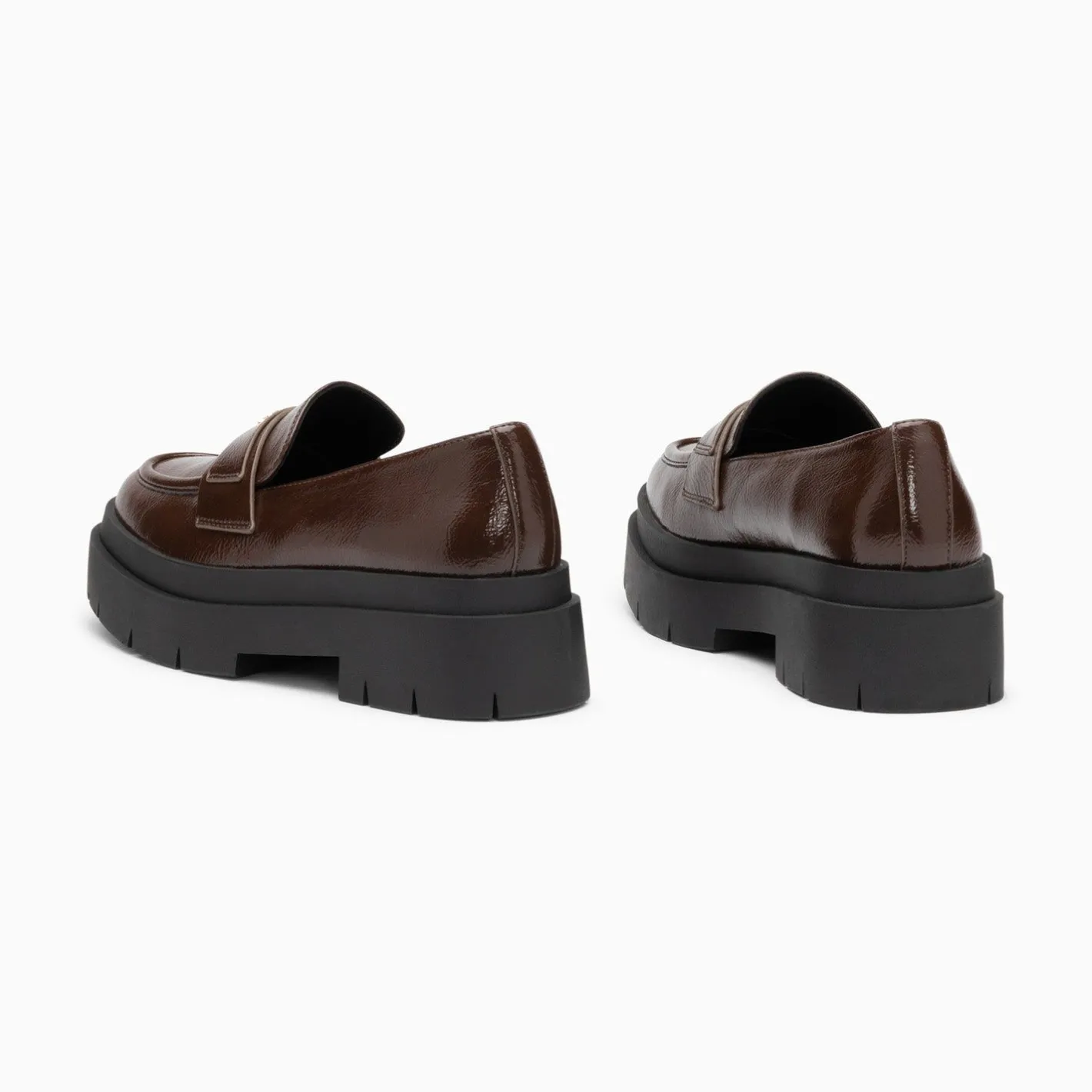 Vanessa Wu Mocassins Rosalie Marron A Plateforme Crantee Clearance