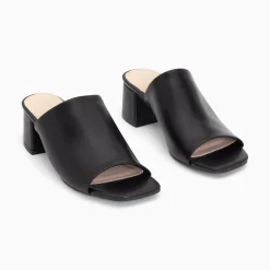 Vanessa Wu Mules Peep-Toe Helene Noires A Talon