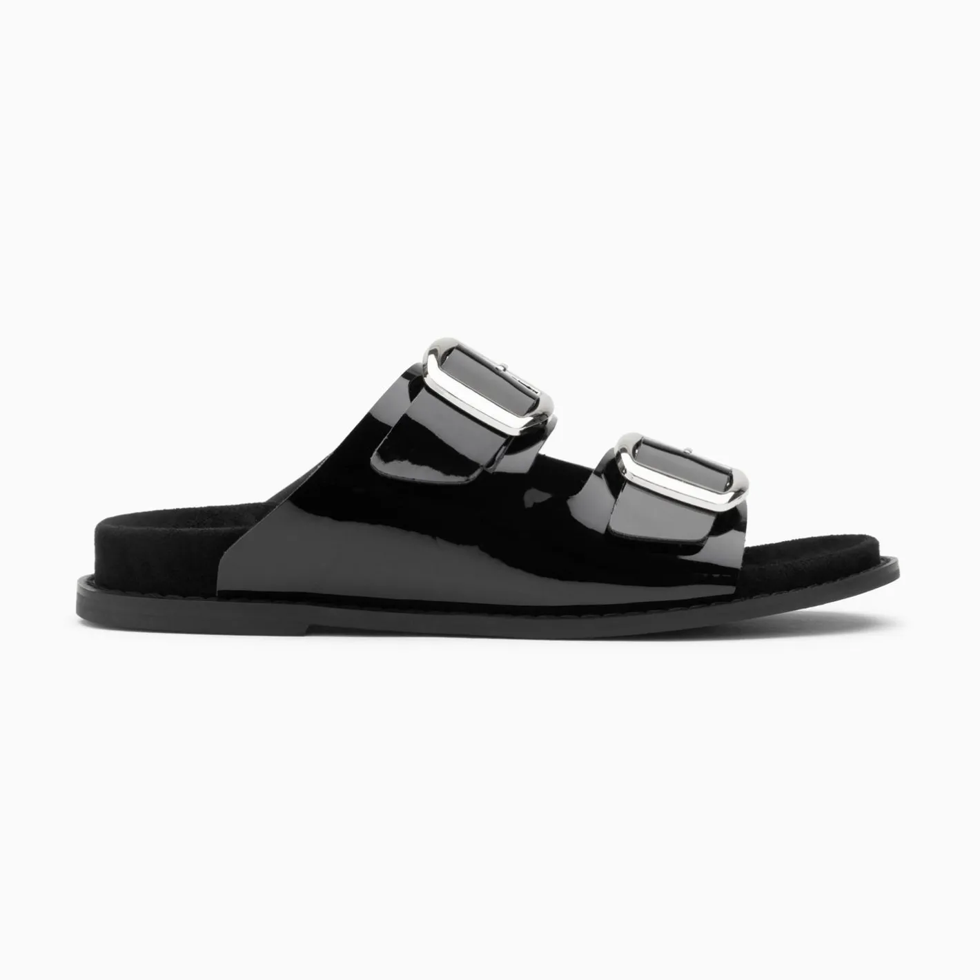 Vanessa Wu Mules Plates Celia Noir Verni A Boucles Oversize Best
