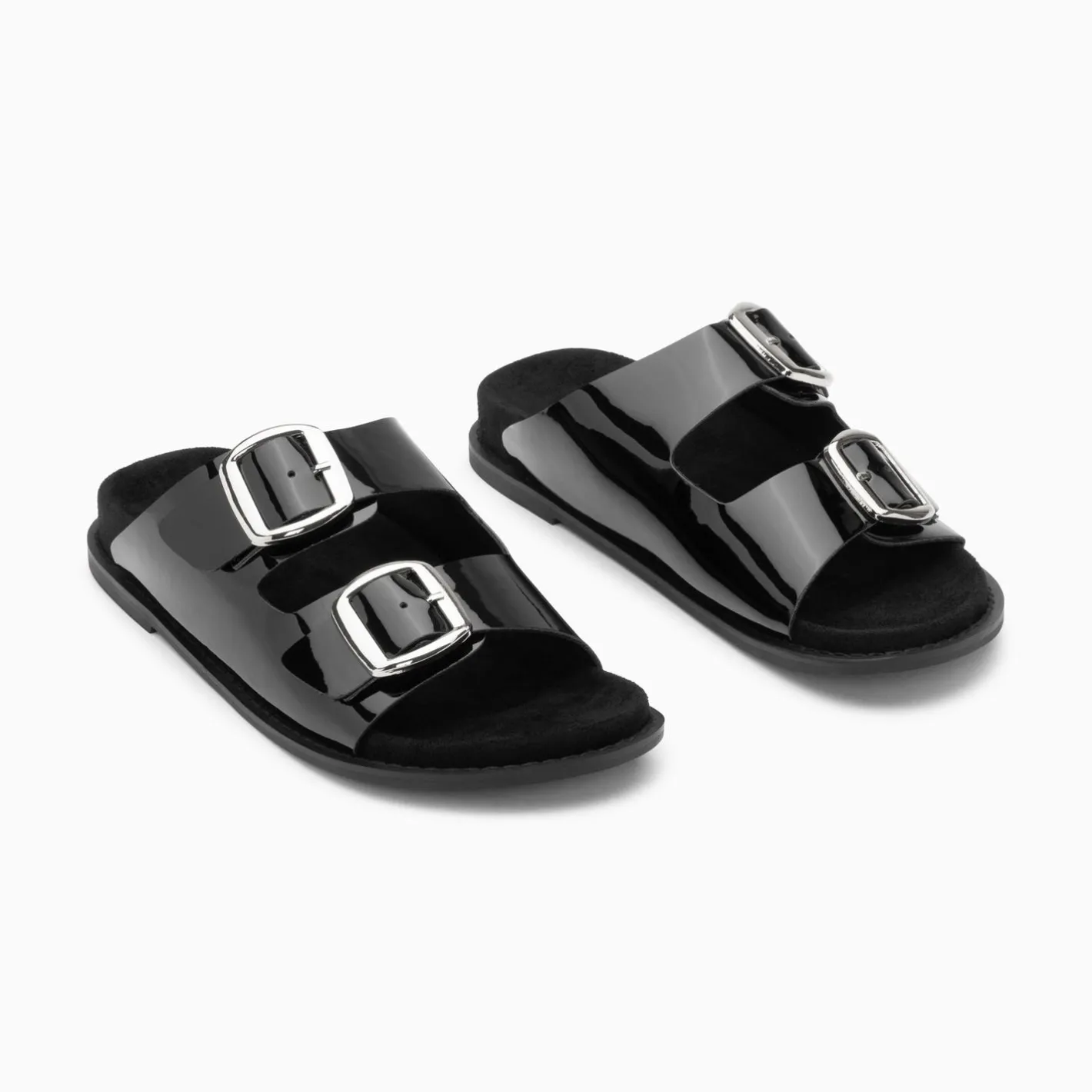 Vanessa Wu Mules Plates Celia Noir Verni A Boucles Oversize Best