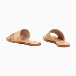 Vanessa Wu Mules Plates Soeacik Bi-Matiere Beige Et Rose Gold Best