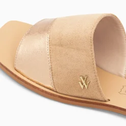 Vanessa Wu Mules Plates Soeacik Bi-Matiere Beige Et Rose Gold Best
