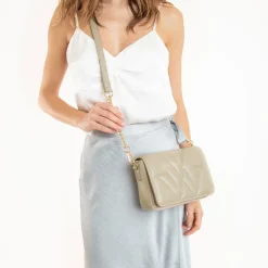 Vanessa Wu Petit Sac Monogramme Annie Beige Matelasse A Rabat