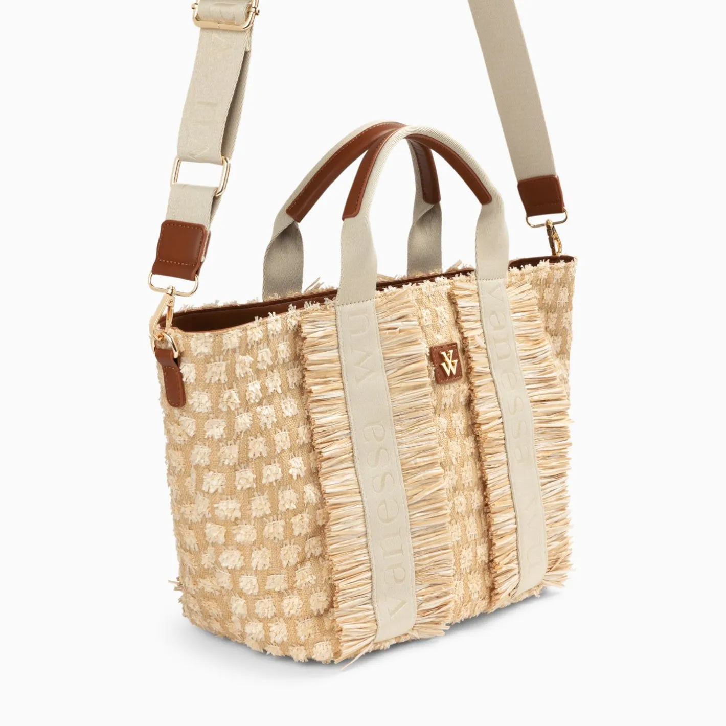 Vanessa Wu Sac Cabas Trapeze Maya Beige A Franges Clearance
