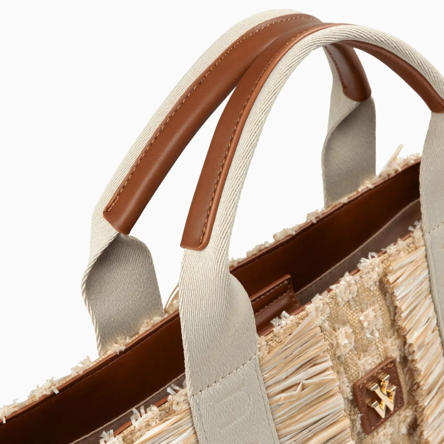 Vanessa Wu Sac Cabas Trapeze Maya Beige A Franges Clearance