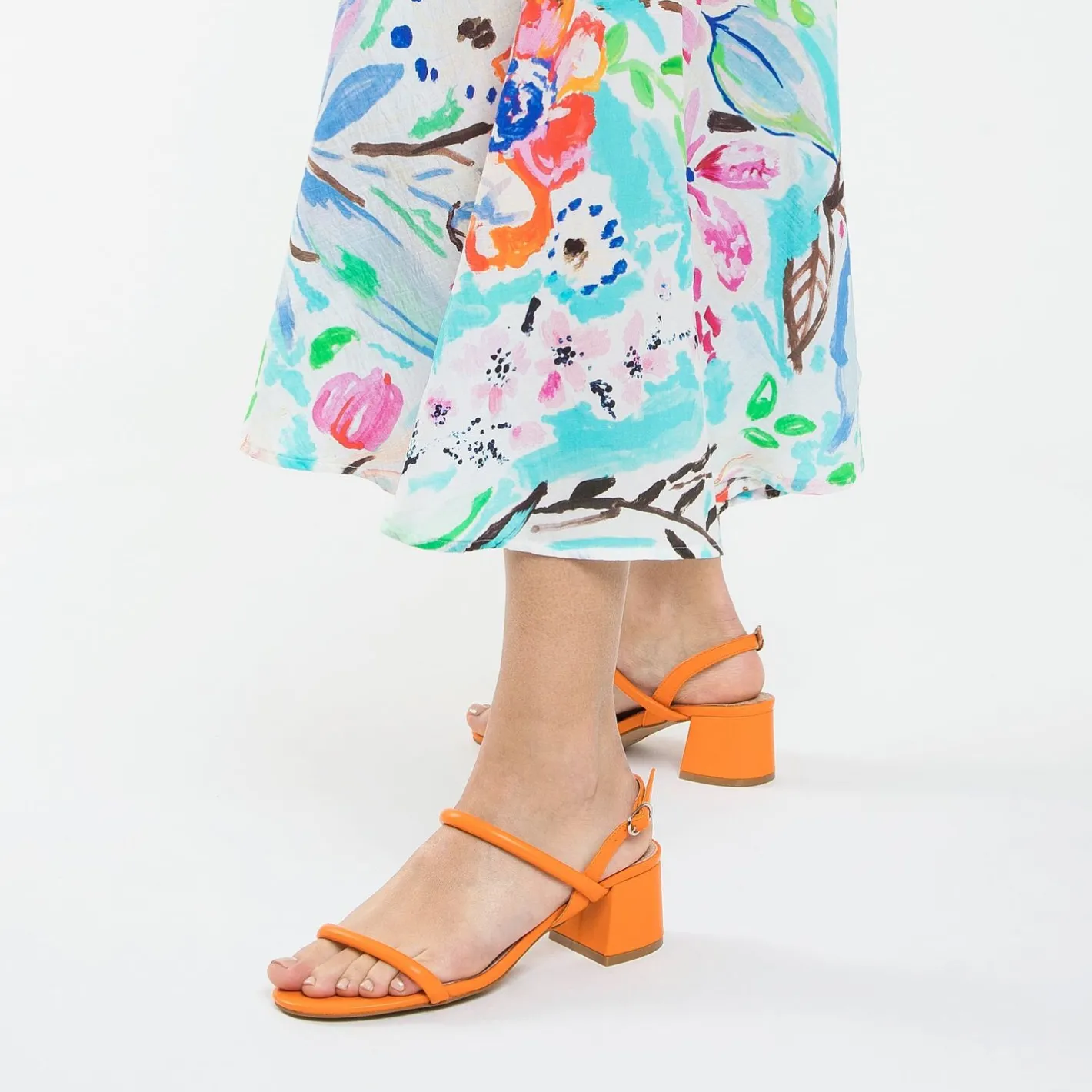 Vanessa Wu Sandales A Talon Minimalistes Oriane Orange New