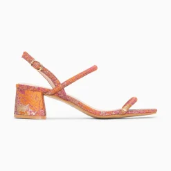 Vanessa Wu Sandales A Talon Minimalistes Tiphaine Tissees Orange Et Or Best