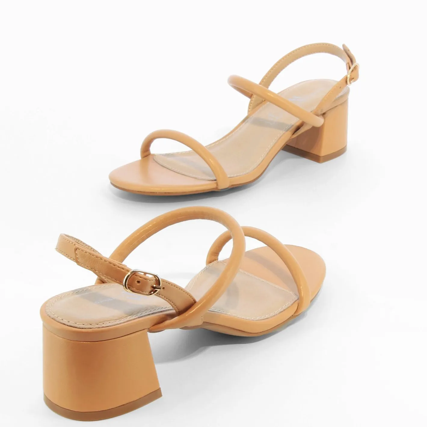 Vanessa Wu Sandales A Talon Minimalistes Oriane Caramel New
