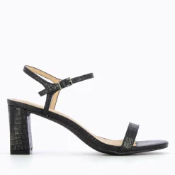Vanessa Wu Sandales A Talon Tessa Noires Effet Croco