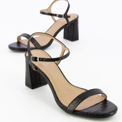 Vanessa Wu Sandales A Talon Tessa Noires Effet Croco