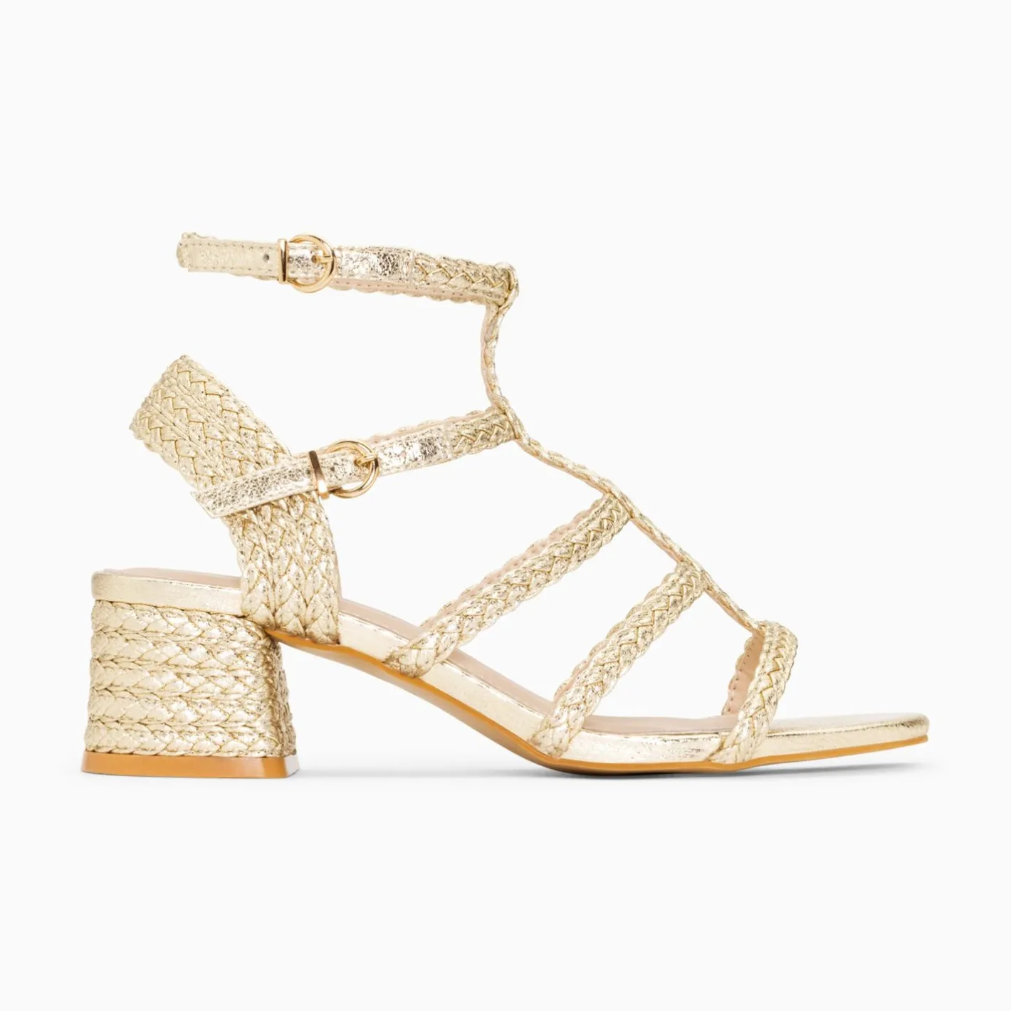 Vanessa Wu Sandales A Talon Tressees Claudia Or