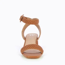 Vanessa Wu Sandales A Talon Tressees Emmeline Camel Discount