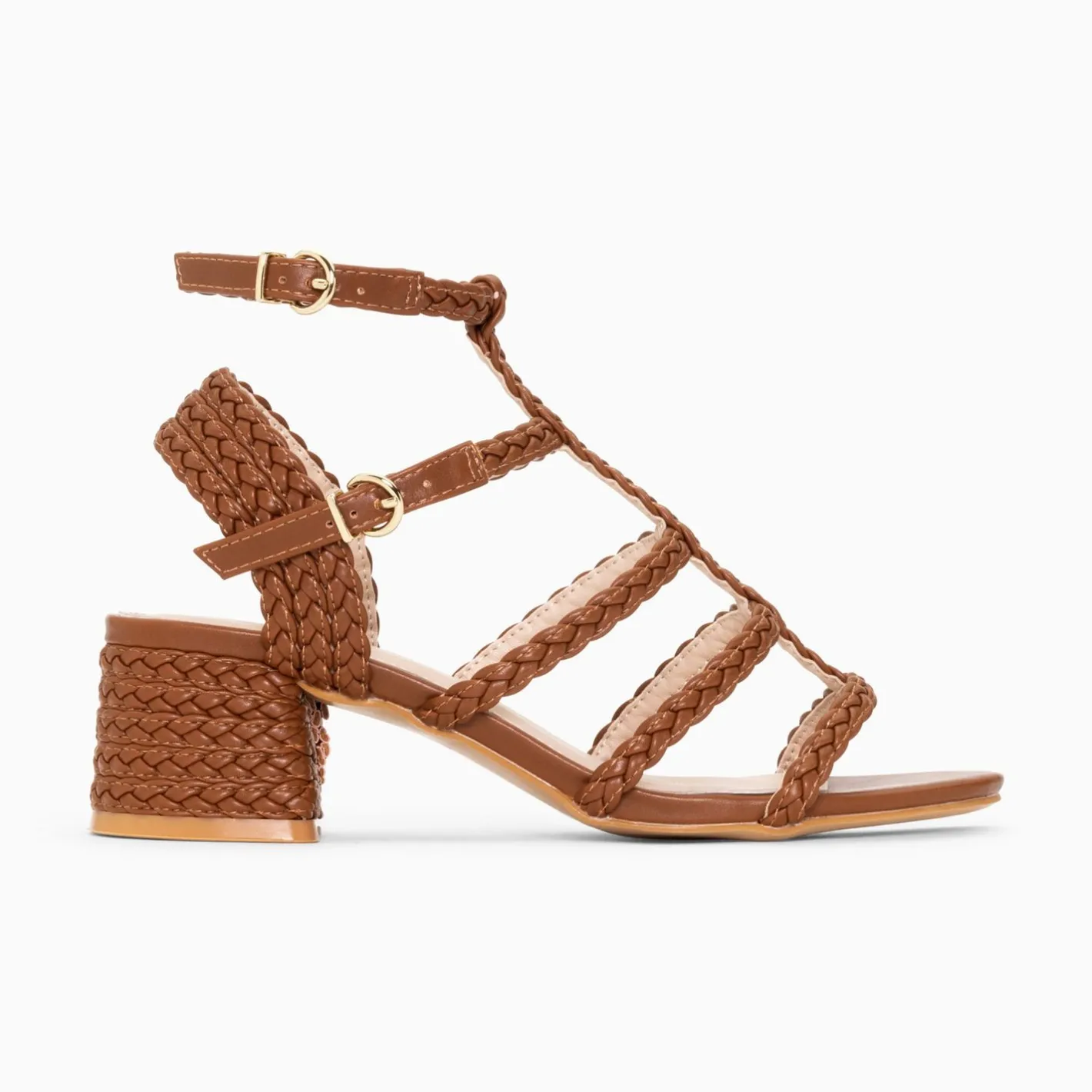 Vanessa Wu Sandales A Talon Tressees Claudia Camel