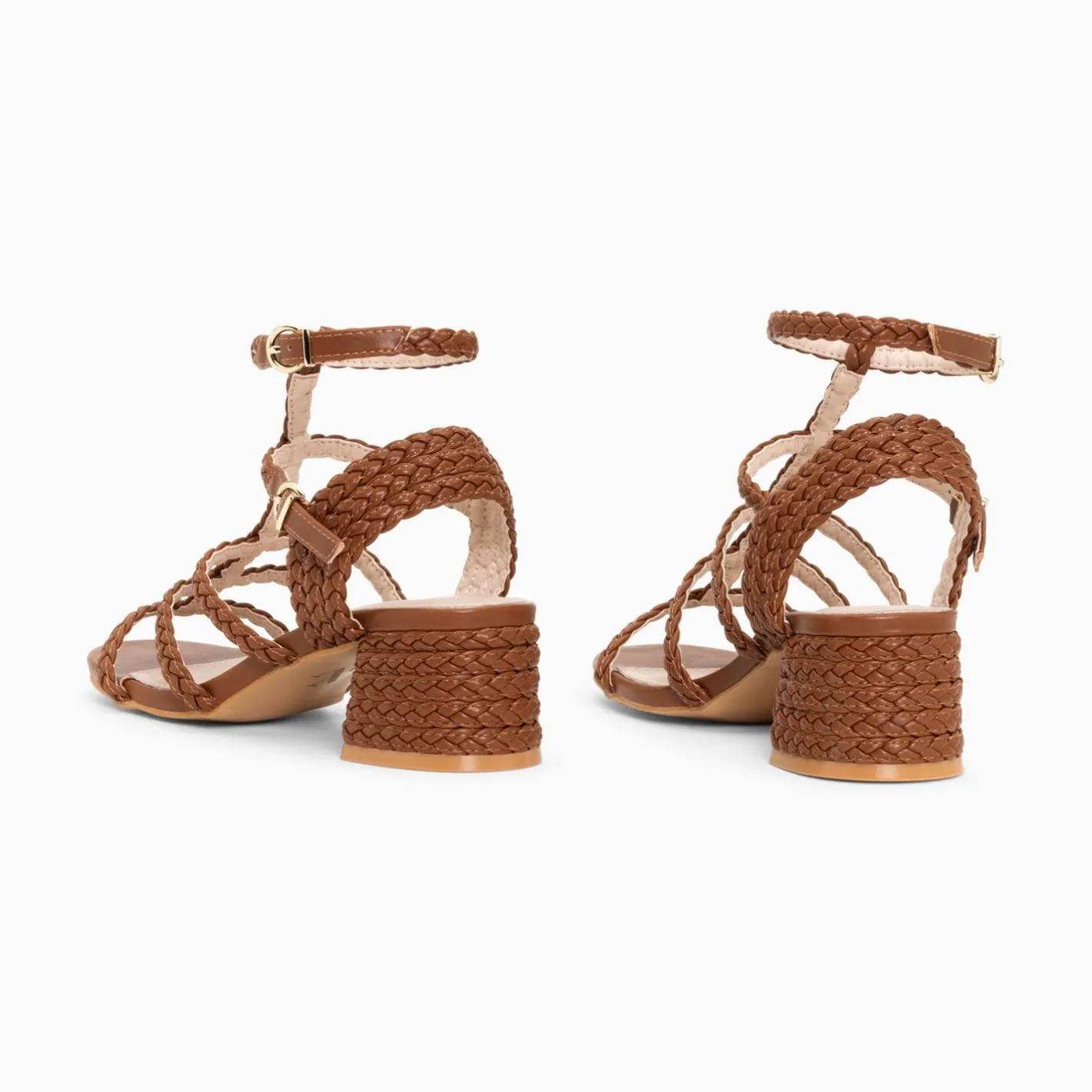 Vanessa Wu Sandales A Talon Tressees Claudia Camel