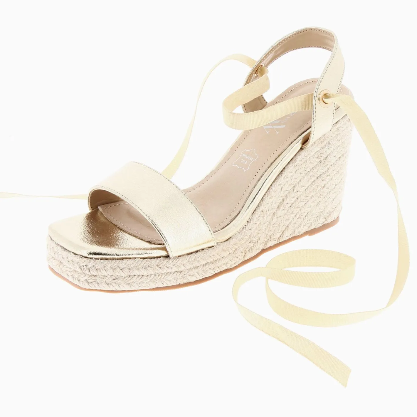 Vanessa Wu Sandales Compensees Aya Or A Bride Texturee Sale