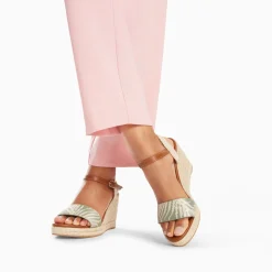 Vanessa Wu Sandales Compensees Honorine Vert En Tissu Jacquard Outlet