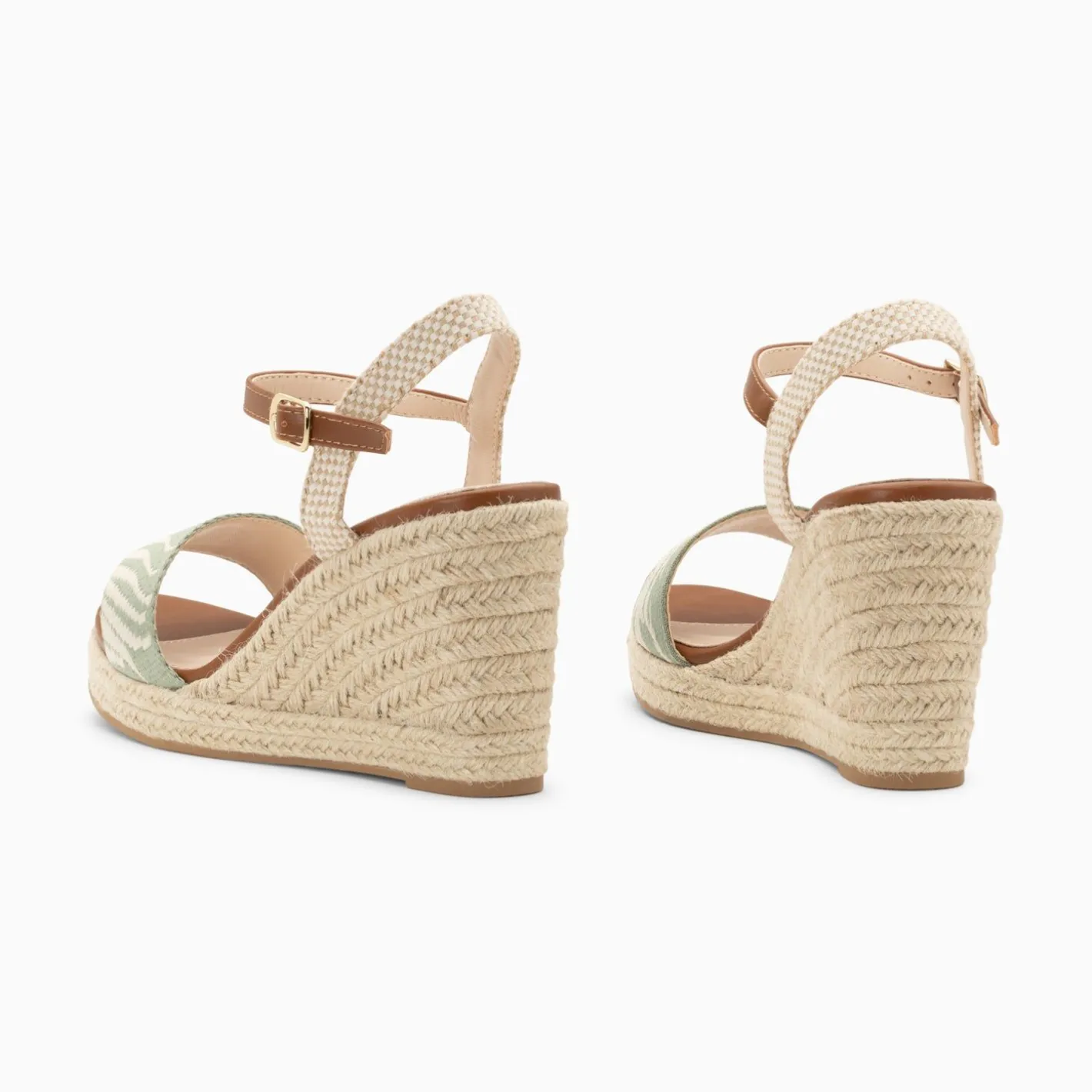 Vanessa Wu Sandales Compensees Honorine Vert En Tissu Jacquard Outlet
