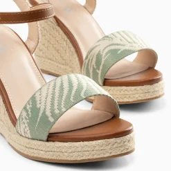 Vanessa Wu Sandales Compensees Honorine Vert En Tissu Jacquard Outlet