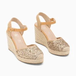 Vanessa Wu Sandales Compensees Jeanne A Paillettes Multicolores
