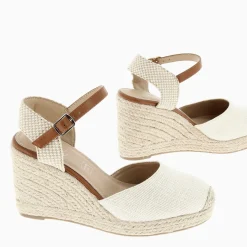 Vanessa Wu Sandales Compensees Lilou Beige Clair Effet Tisse Hot
