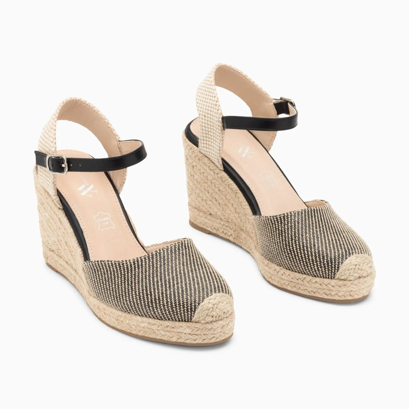 Vanessa Wu Sandales Compensees Mariana Effet Raphia Noires Best