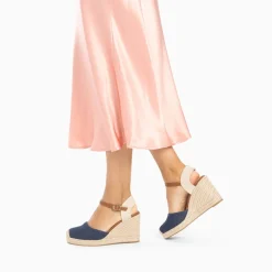 Vanessa Wu Sandales Compensees Mariana En Toile Denim Clearance