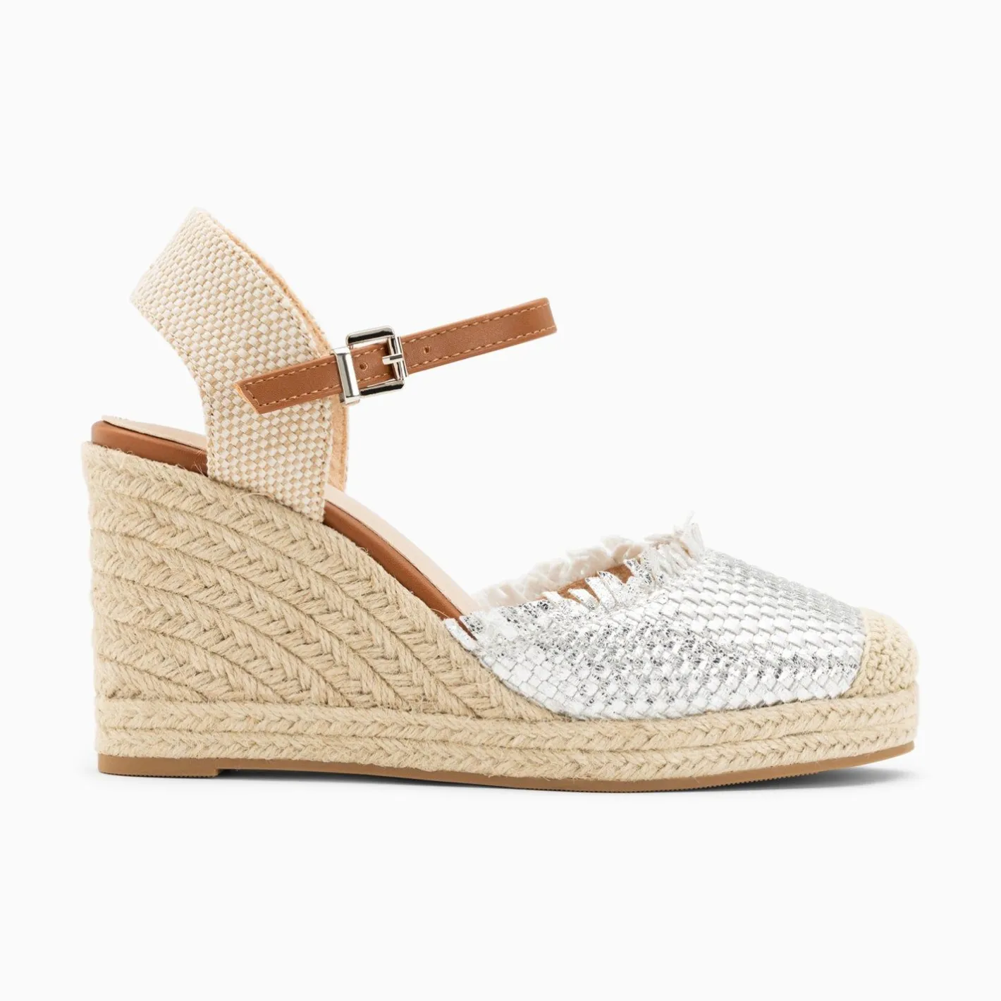 Vanessa Wu Sandales Compensees Nadine A Tressage Argent Outlet
