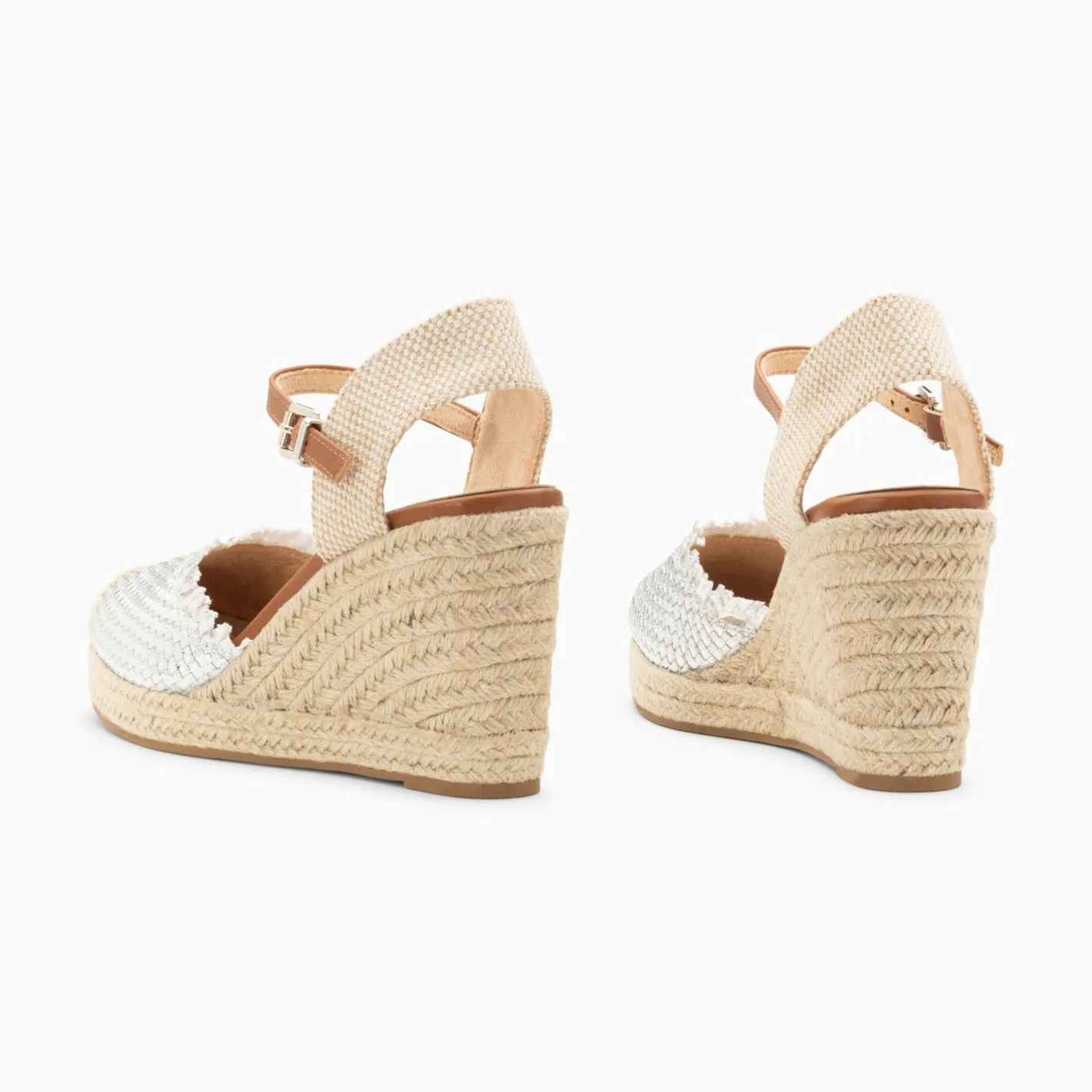 Vanessa Wu Sandales Compensees Nadine A Tressage Argent Outlet