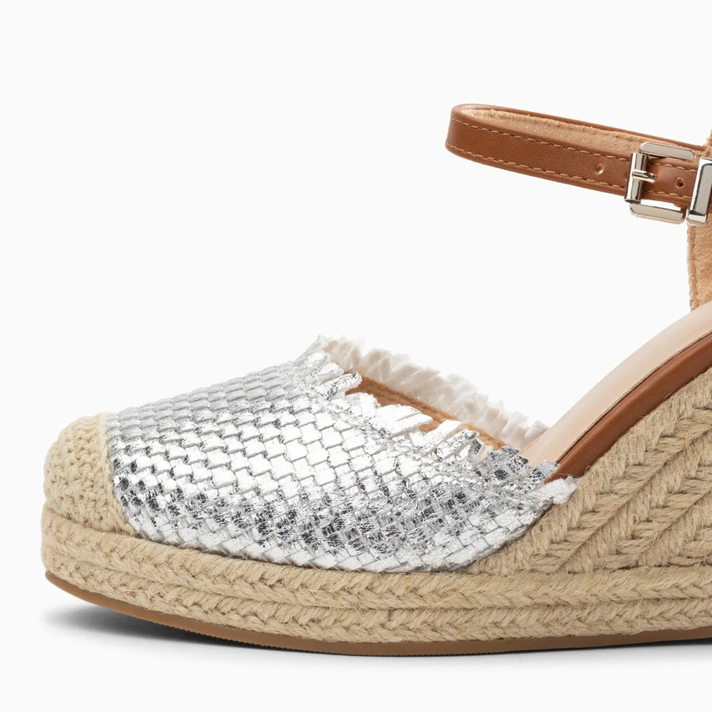Vanessa Wu Sandales Compensees Nadine A Tressage Argent Outlet