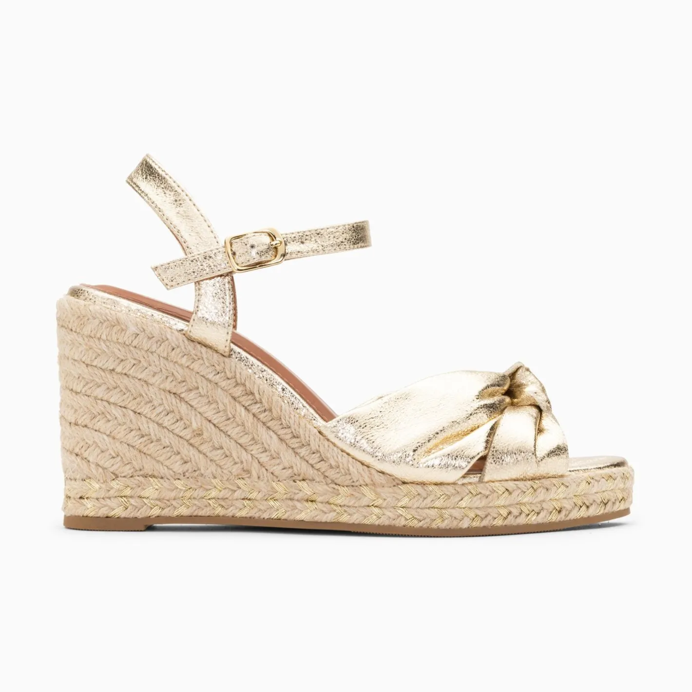 Vanessa Wu Sandales Compensees Nouees Celine Or