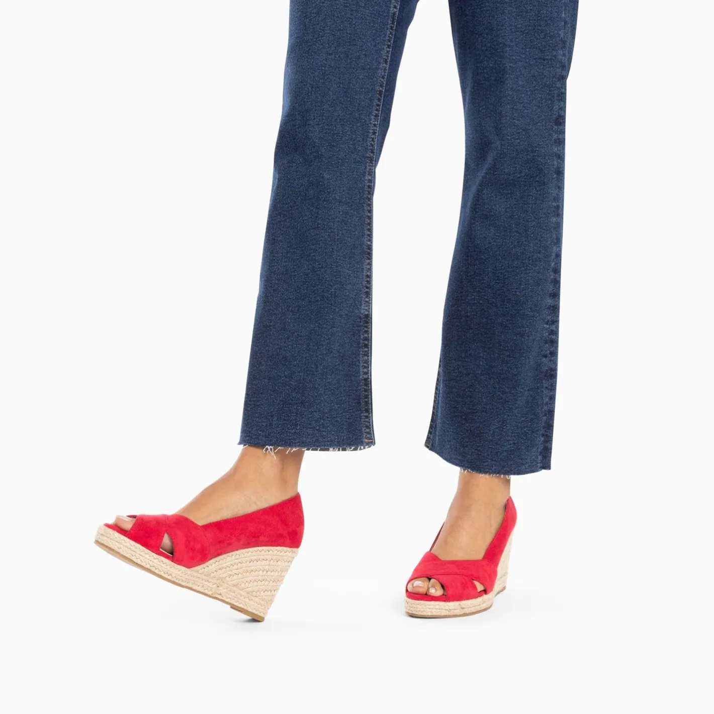 Vanessa Wu Sandales Compensees Peep-Toe Leonie Framboise Hot