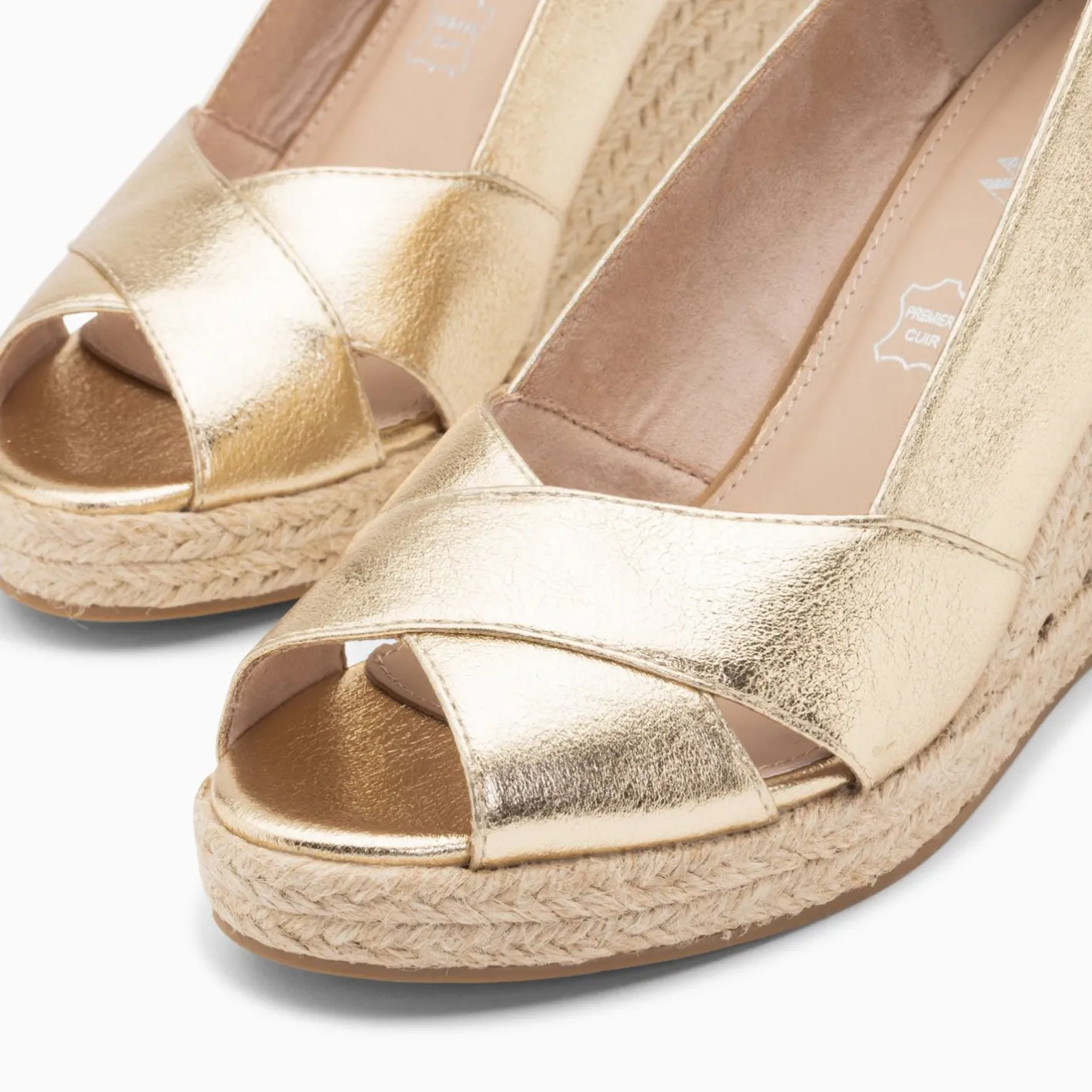 Vanessa Wu Sandales Compensees Peep-Toe Leonie Or New