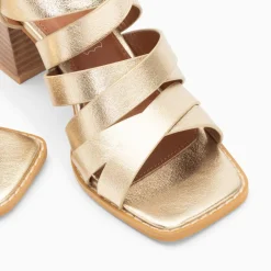 Vanessa Wu Sandales Loriane Or A Multibrides Croisees Et Talon Haut Discount